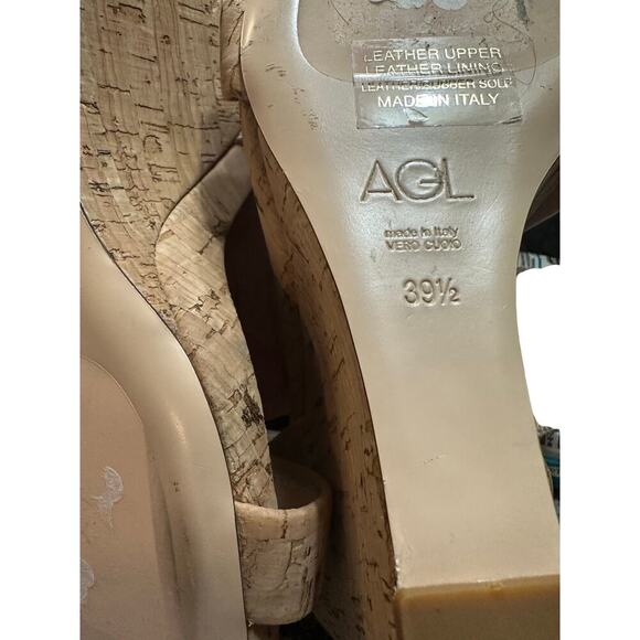 AGL Women's Demi Ankle Strap Wedge Cork Sandal In Natural Sz 39.5 EU/ 9.5 US - Picture 4 of 4